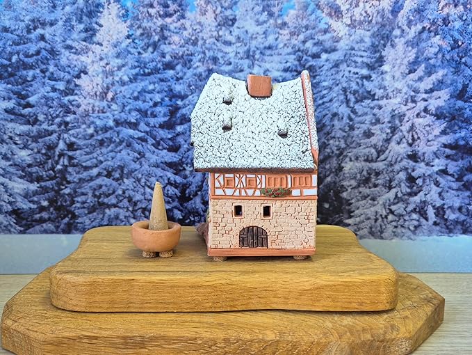 Ceramic Houses and Villages Collection - Handmade House Ceramic Miniature of Historic Dürer's House in Nuremberg, Germany, Winter Edition - Candle, Cone Incense Holder R250