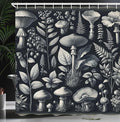 Ambesonne Botanical Shower Curtain, Art Medieval Witchcore Concept Modern Illustrated Mushroom Flowery and Leaves, Cloth Fabric Bathroom Decor Set with Hooks, 69" W x 84" L, Dark Blue Grey