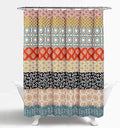 Lush Decor Bohemian Stripe Shower Curtain 72" W x 72" L Turquoise & Orange - Bathroom Curtain - Striped Shower Curtain - Boho Decor - Fabric Shower Curtains