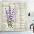 Ambesonne Lavender Shower Curtain, Vintage Composition with Grunge Display and Flowers, Cloth Fabric Bathroom Decor Set with Hooks, 69" W x 84" L, Green Lavender