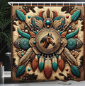 Ambesonne Rustic Shower Curtain, Wild West Horse Arrows and Feathers Southwestern Concept Earthy Colors, Cloth Fabric Bathroom Decor Set with Hooks, 69" W x 70" L, Teal Dark Taupe Cinnamon