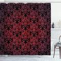 Ambesonne Victorian Shower Curtain, Antique EuropeDesign Floral Swirls and Leaves Ombre Image, Cloth Fabric Bathroom Decor Set with Hooks, 69" W x 75" L, Burgundy Vermilion