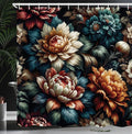 Ambesonne Floral Shower Curtain, Vintage Colorful Blooms and Dahlia Petals Look Closeup Illustration Art, Cloth Fabric Bathroom Decor Set with Hooks, 69" W x 70" L, Teal Coral and Sea Blue
