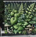 Ambesonne Botanical Shower Curtain, Fantasy Forest Jungle Themed Fern Leaves and Mushroom Jumble Design Nature, Cloth Fabric Bathroom Decor Set with Hooks, 69" W x 70" L, Pistachio Green
