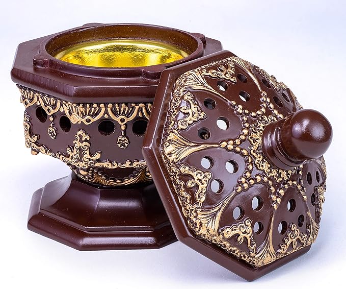 Charcoal Incense Burner Holder Luxury Octagon - Bakhoor Burner, Frankincense Resin Burner - for Office & Home Decor | Suitable for Incense Charcoal