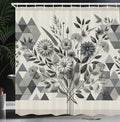 Ambesonne Grey Shower Curtain, Wild Flowery with Melancholic Boho Leaves on Geometric Triangle Pattern Back, Cloth Fabric Bathroom Decor Set with Hooks, 69" W x 75" L, Grey Teal Slate Blue