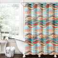 Lush Decor Hailey Watercolor Wave Cotton Shower Curtain Single 72" W x 72" L Turquoise & Multi - Colorful Shower Curtains for Bathroom Curtain Maximalist
