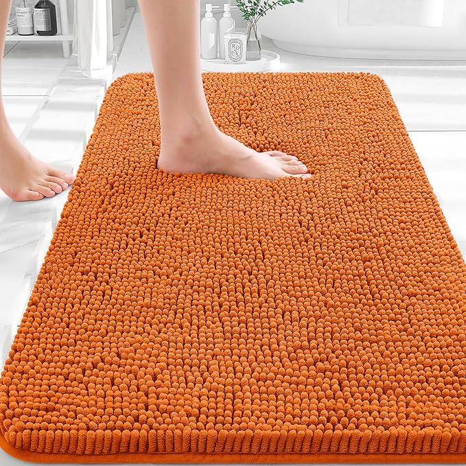 OLANLY Bathroom Rugs 36x24, Extra Soft Absorbent Chenille Bath Rugs, Rubber Backing Quick Dry, Machine Washable Bath Mats for Bathroom Floor, Tub and Shower, Home Decor Accessories, Clay