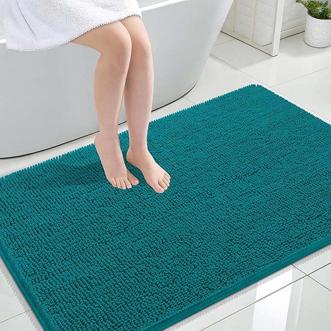 OLANLY Large Bathroom Rugs 44x32, Extra Soft Absorbent Chenille Bath Rugs, Rubber Backing Quick Dry, Machine Washable Bath Mats for Bathroom Floor, Tub and Shower, Home Decor Accessories, Deep Lake