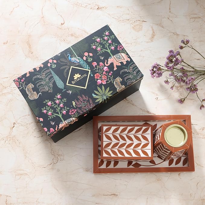 RITUALISTIC Bakhoor Set Perfect for Home fragrances Stylish Home décor | Traditional dhoop Dhani | Puja Essentials | Arabic Incense Holder with Storage and Multipurpose Tray |Brown