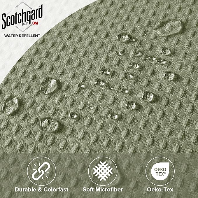 Madison Park Shower Curtain Waffle Weave, Vibrant Dyed, Waffle Shower Curtain 3M Scotchgard Moisture Management, Farmhouse Extra Long Shower Curtains for Bathroom, Extra Long: 72"x84" Sage Green