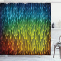 Ambesonne Colorful Shower Curtain, Galaxy Universe Outer Space Inspired Technical Neon Rain Modern Abstract Art Print, Cloth Fabric Bathroom Decor Set with Hooks, 69" W x 70" L, Lime Green Sky Blue
