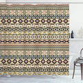 Ambesonne Tribal Shower Curtain, Traditional South American Culture Aztec Tribal Print in Retro Soft Color, Cloth Fabric Bathroom Decor Set with Hooks, 69" W x 70" L, Pastel Cream