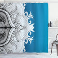 Ambesonne Mandala Shower Curtain, Traditional Ornamental Lace Border Swirled Flower Lines Eastern Folk Artwork, Cloth Fabric Bathroom Decor Set with Hooks, 69" W x 70" L, Blue Dust