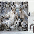 Ambesonne Retro Shower Curtain, Male Female Athena Fountain and Building of Austrian Parliament, Cloth Fabric Bathroom Decor Set with Hooks, 69" W x 70" L, Black and White