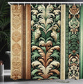 Ambesonne Green and Brown Shower Curtain, Jungle Damask Leafy Ornaments Ethnic Oriental Motifs Traditional Art, Cloth Fabric Bathroom Decor Set with Hooks, 69" W x 70" L, Emerald Caramel