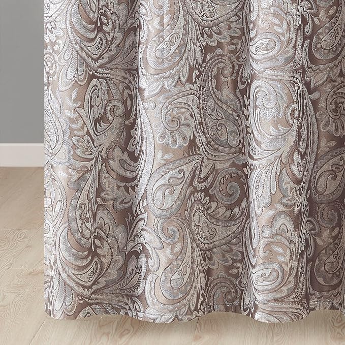 Madison Park Aubrey Shower Curtain Paisley Jacquard Pieced Microfiber Faux Silk Modern Home Bathroom Decorations, 72x72, Blue