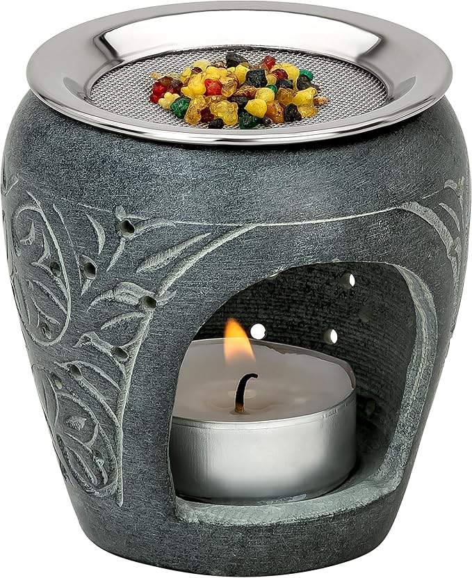 Incense Burner/Incense Holder Made from Soapstone to use with tealight Height 3.15 inch
