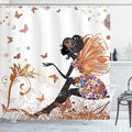 Ambesonne Fantasy Shower Curtain, Spring Girl Wings in a Floral Dress Surreal Garden Butterflies Print, Cloth Fabric Bathroom Decor Set with Hooks, 69" W x 84" L, Pale Cinnamon