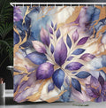 Ambesonne Purple Shower Curtain, Modern Marble Print Illustration Featuring Indigo Tone Leaves Dream, Cloth Fabric Bathroom Decor Set with Hooks, 69" W x 84" L, Lavender Pale Coffee Blue