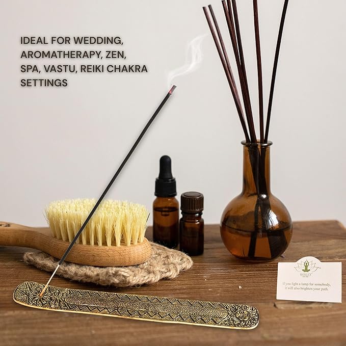 Hosley Sleek Metal Incense Stick Holder 9.5 Inches Long, Ash Catcher Design with Luxurious Gold Finish for Stylish Home Decor and Aromatherapy
