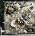 Ambesonne Grey Shower Curtain, Oriental Dream of Flower Art with Curlicue Leaves and Boho Details, Cloth Fabric Bathroom Decor Set with Hooks, 69" W x 70" L, Brown Purpleblue and Eggshell