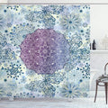 Ambesonne Mandala Shower Curtain, Floral Mandala Oriental Far Eastern Style Layout Print in Ombre Colors, Cloth Fabric Bathroom Decor Set with Hooks, 69" W x 70" L, Purple Blue