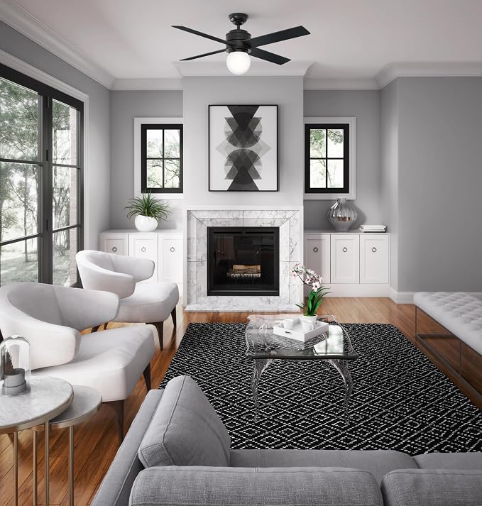 Hunter Hepburn, Indoor, Ceiling Fan, with LED Light, 52 inch, Matte Black
