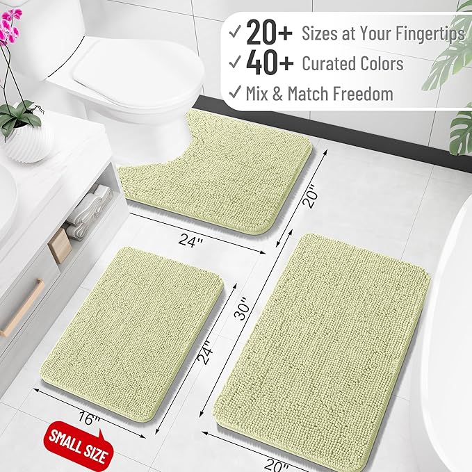 OLANLY Large Bathroom Rugs 40x24, Extra Soft Absorbent Chenille Bath Rugs, Rubber Backing Quick Dry, Machine Washable Bath Mats for Bathroom Floor, Tub and Shower, Home Decor Accessories, Vanilla