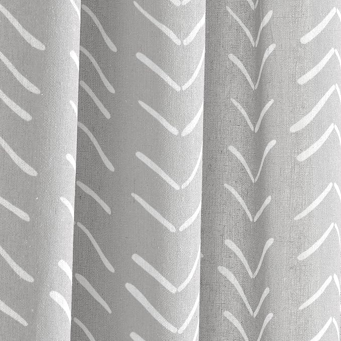 Lush Decor Hygge Modern Arrow Linen Look Shower Curtain, 72" X 72", Light Gray