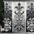 Ambesonne Damask Shower Curtain, Tranquil Florid Pattern Monochrome Arcane Leafy Swirls Palatial Design Print, Cloth Fabric Bathroom Decor Set with Hooks, 69" W x 70" L, Charcoal Grey
