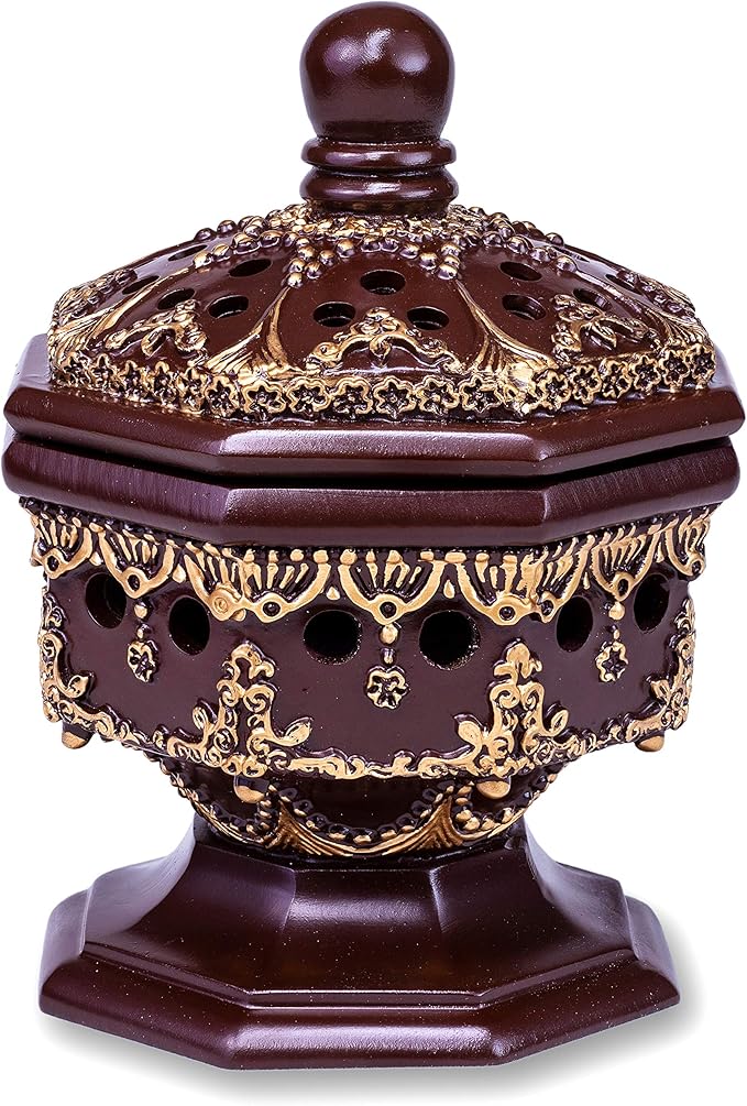 Charcoal Incense Burner Holder Luxury Octagon - Bakhoor Burner, Frankincense Resin Burner - for Office & Home Decor | Suitable for Incense Charcoal