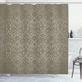 Ambesonne Damask Shower Curtain, Antique Baroque Pattern Mild Gothic Victorian Style Repeated Curly Motifs, Cloth Fabric Bathroom Decor Set with Hooks, 69" W x 70" L, Dusk Umber