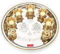 HAZEL Stainless Steel Pooja Aarti Thali Set, 11 inches with 5 Pcs Diva, 1 Pc Incense Holder and Kumkum Wati, Silver