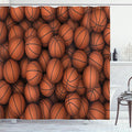 Ambesonne Sports Shower Curtain, Basketballs Graphic Slam Practice Athletic Events and Hobby Concept Digital Look Illustration, Cloth Fabric Bathroom Decor Set with Hooks, 69" W x 75" L, Orange Black