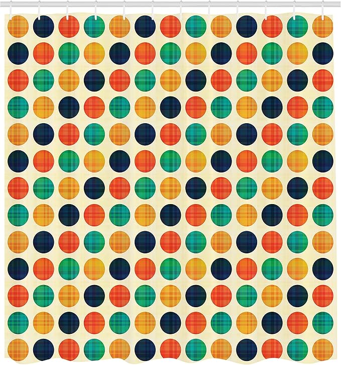 Ambesonne Polka Dots Shower Curtain, Polka Dots Nostalgic Funky Vibrant Colors Points Flecks Boho Illustration, Cloth Fabric Bathroom Decor Set with Hooks, 69" W x 70" L, Multicolor