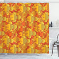 Ambesonne Burnt Orange Shower Curtain, Contemporary Tangerine Colored Illustration Group of Swimming Goldfish Random Retro Style, Cloth Fabric Bathroom Set with Hooks, 69" W x 70" L, Orange Yellow