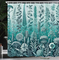 Ambesonne Turquoise Shower Curtain, Botanical Thistle Lavender and Leafy Floral Huddle on Greenery Ombre Back, Cloth Fabric Bathroom Decor Set with Hooks, 69" W x 75" L, Pale Teal Seafoam