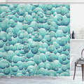 Ambesonne Teal Shower Curtain, Abstract Pattern of Swirling Spirals Waves in an Ornamental Style Inspired by The Wind Art, Cloth Fabric Bathroom Decor Set with Hooks, 69" W x 84" L, Turquoise Teal