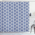 Ambesonne Moroccan Shower Curtain, Turkish Ottoman Mosaic Tiles with Floral Leaves Details Print, Cloth Fabric Bathroom Decor Set with Hooks, 69" W x 75" L, Turquoise Blue