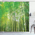 Ambesonne Woodland Shower Curtain, Tall Trees Forest Natural Botanical Garden Scenery Landscape Print, Cloth Fabric Bathroom Decor Set with Hooks, 69" W x 70" L, Yellow Olive Green Green