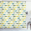 Ambesonne Animal Shower Curtain, Crocodile Characters in Cartoon Style Funny Faces Animal Alligators, Cloth Fabric Bathroom Decor Set with Hooks, 69" W x 70" L, Yellow Green Teal