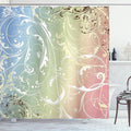 Ambesonne Floral Shower Curtain, Baroque Swirl Branches Curved Flower Leaves Shabby Form Nature Pattern, Cloth Fabric Bathroom Decor Set with Hooks, 69" W x 84" L, Pale Sky