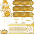 Amyhill 138 Pack Diwali Gifts Bulk, Lotus Incense Burner, Indian Return Gifts for Pooja Bulk, Stick Holder, Gold Double Layer Design with Organza Bags & Thank You Cards, Indian Return Gift (Golden)