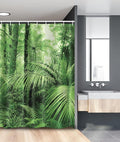 Ambesonne Rainforest Stall Shower Curtain, Palm Trees and Exotic Plants in Tropical Jungle Wild Nature Theme Illustration, Fabric Bathroom Decor Set with Hooks, 54" W X 78" L, Green Forest