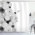 Ambesonne Black and White Shower Curtain, Dandelion Patterns with Circulating Sketchy Lines Bird Lion's Tooth Print, Cloth Fabric Bathroom Decor Set with Hooks, 69" W x 75" L, White Black