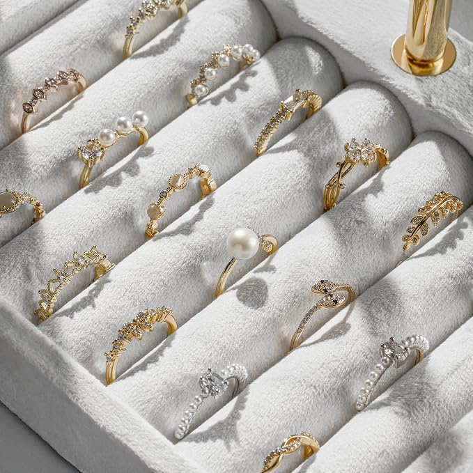 Jewelry Organizer Stand for Necklaces, Bracelets, Earrings, Rings, White | 3 Tier Velvet Bracelet Holder Display | Jewelry Organizers and Storage | Jewelry Tree | Jewelry Towers