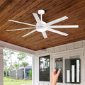 Conciseer 65 Inch Ceiling Fan with Light and Remote Control for Bedroom Living Room Kitchen Home Office, Indoor/Outdoor Use, 6CCT Dimmable, 8 Blades 6 Speed Reversible Quiet DC Motor, White
