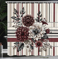 Ambesonne Floral Shower Curtain, Retro Flowers on Geometric Style Rectangle Motives Dahlia and Leaves, Cloth Fabric Bathroom Decor Set with Hooks, 69" W x 70" L, Dried Rose and Pale Tan