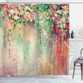 Ambesonne Flower Shower Curtain, Abstract Herbs Alternative Medicine Blossoms Ivy Back Florets Shrubs Design, Cloth Fabric Bathroom Decor Set with Hooks, 69" W x 84" L, Shamrock Green